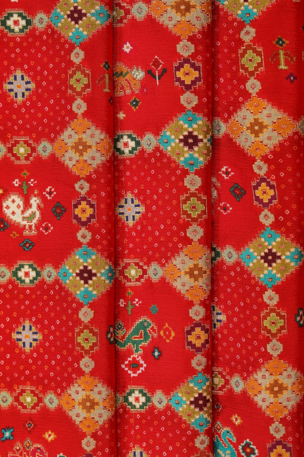 Image of Red Patola Fusion Silk Saree