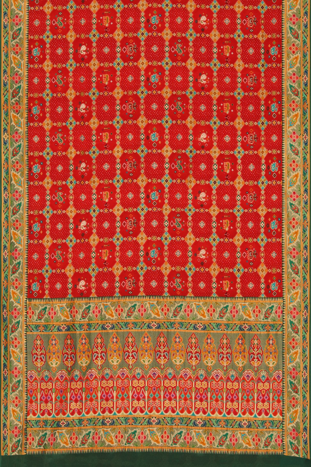 Image of Red Patola Fusion Silk Saree