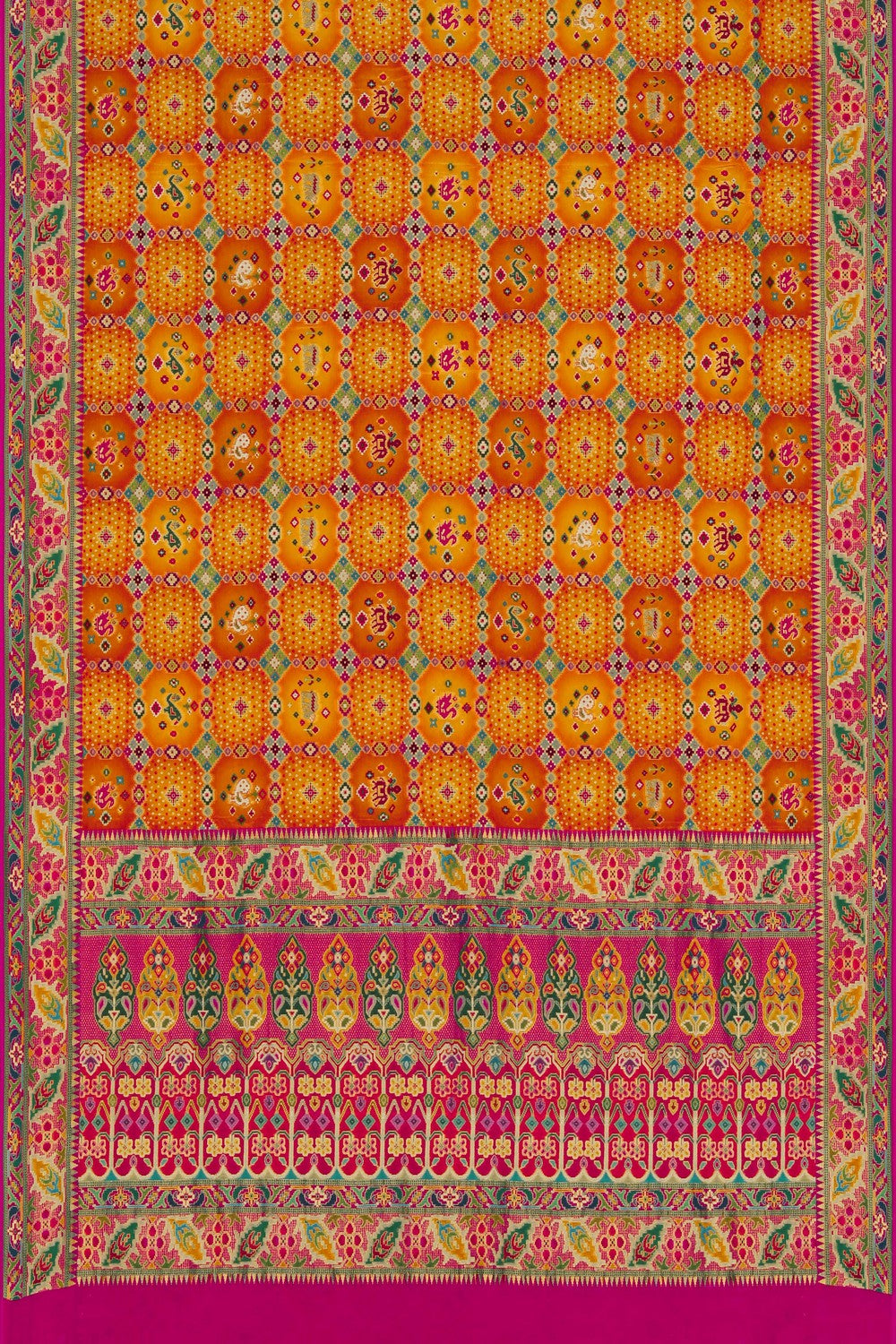 Image of Orange Patola Fusion Silk Saree