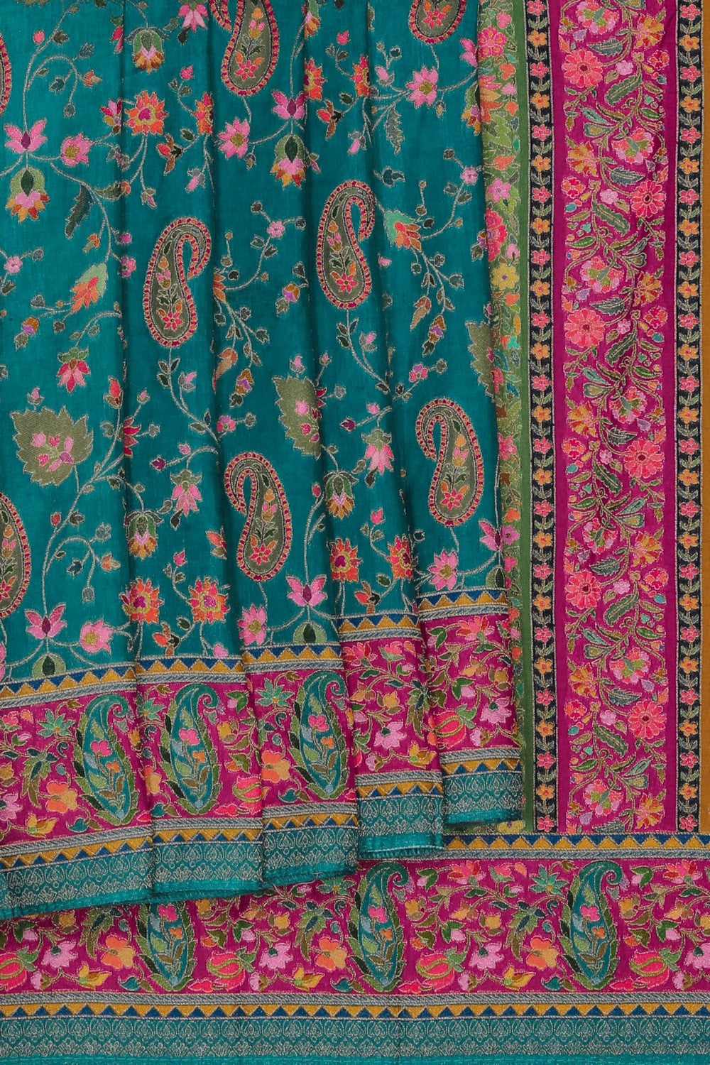 Image of Blue Fusion Silk Saree