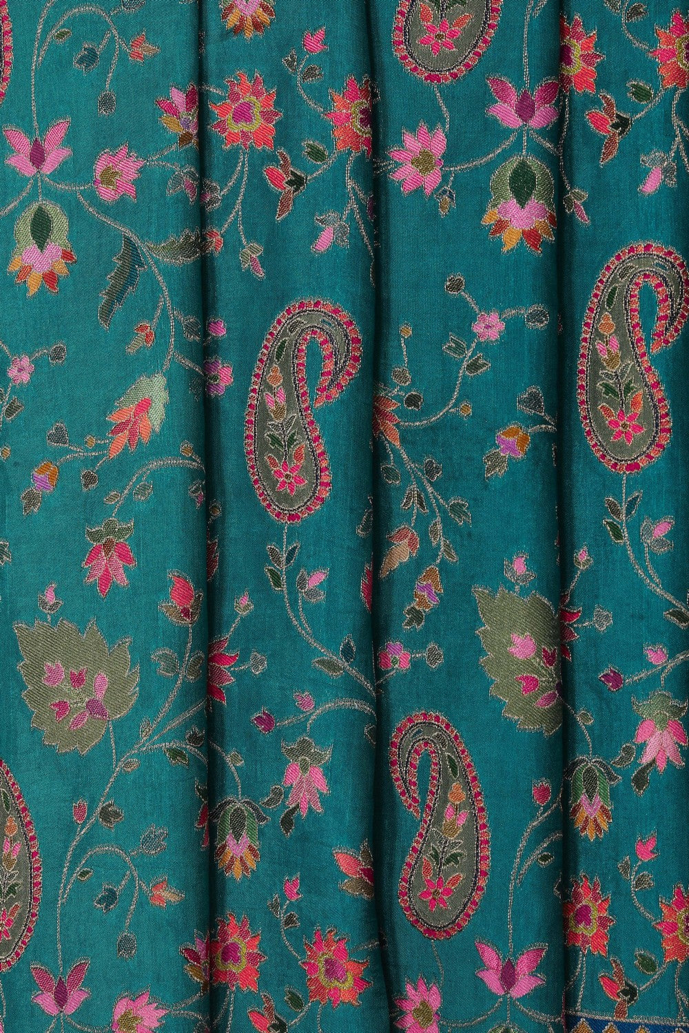 Image of Blue Fusion Silk Saree