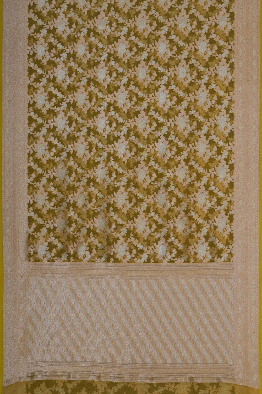 Image of Yellow Kora Brocade Saree