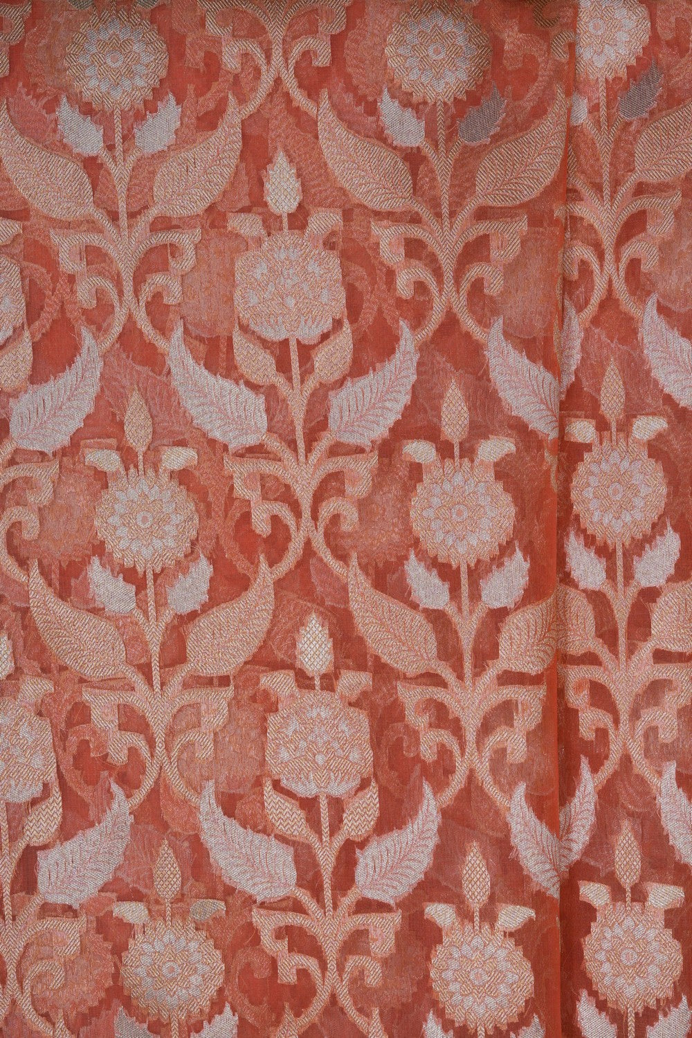 Image of Peach Kora Brocade Saree