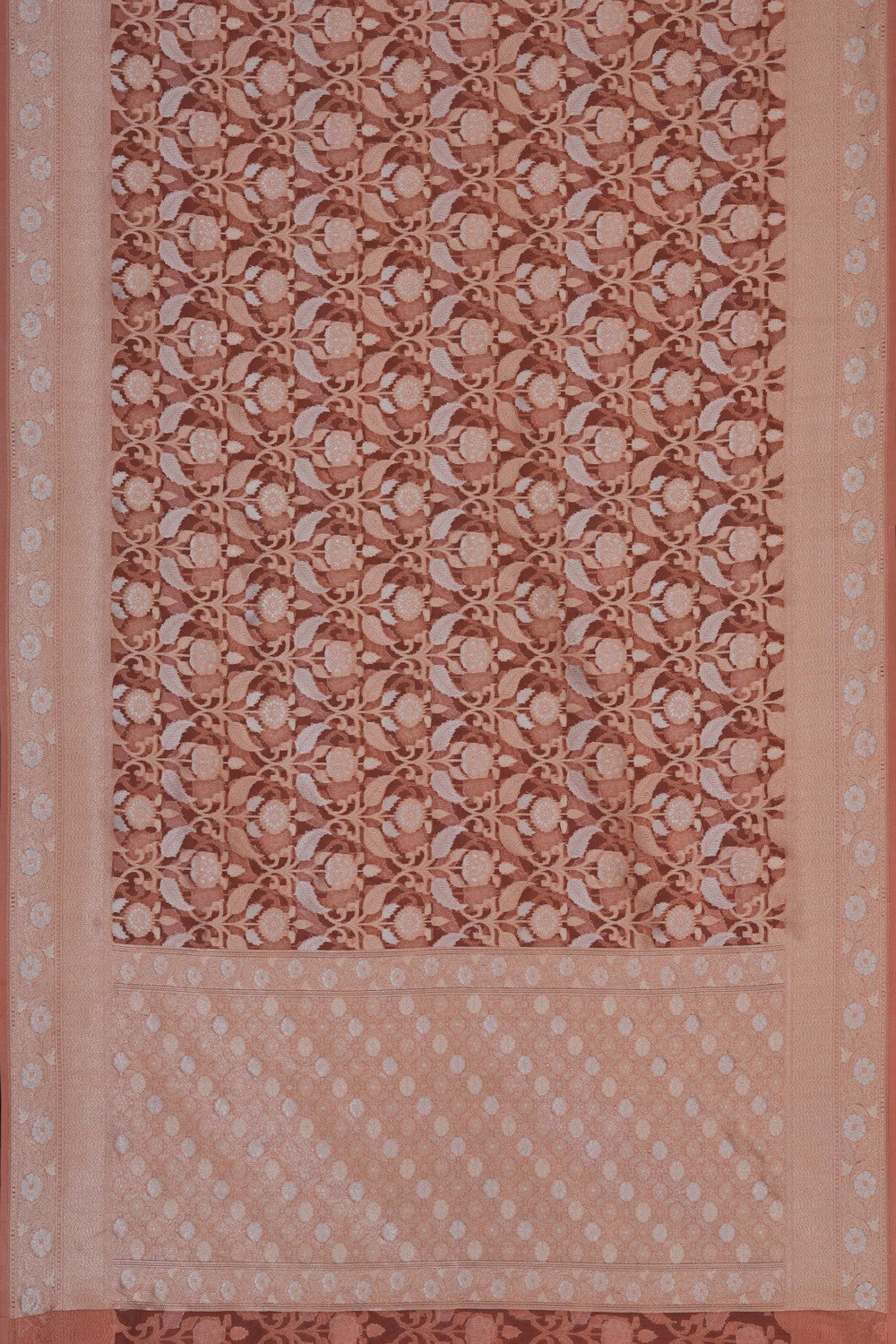 Image of Peach Kora Brocade Saree