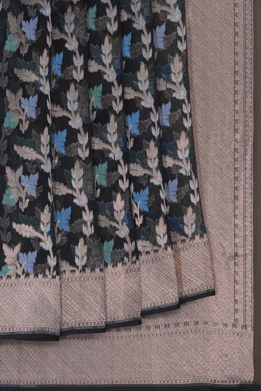 Image of Black Kora Brocade Saree