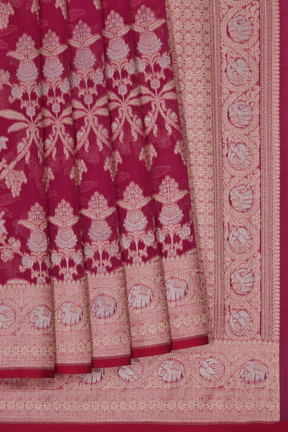 Image of Pink Kora Brocade Saree