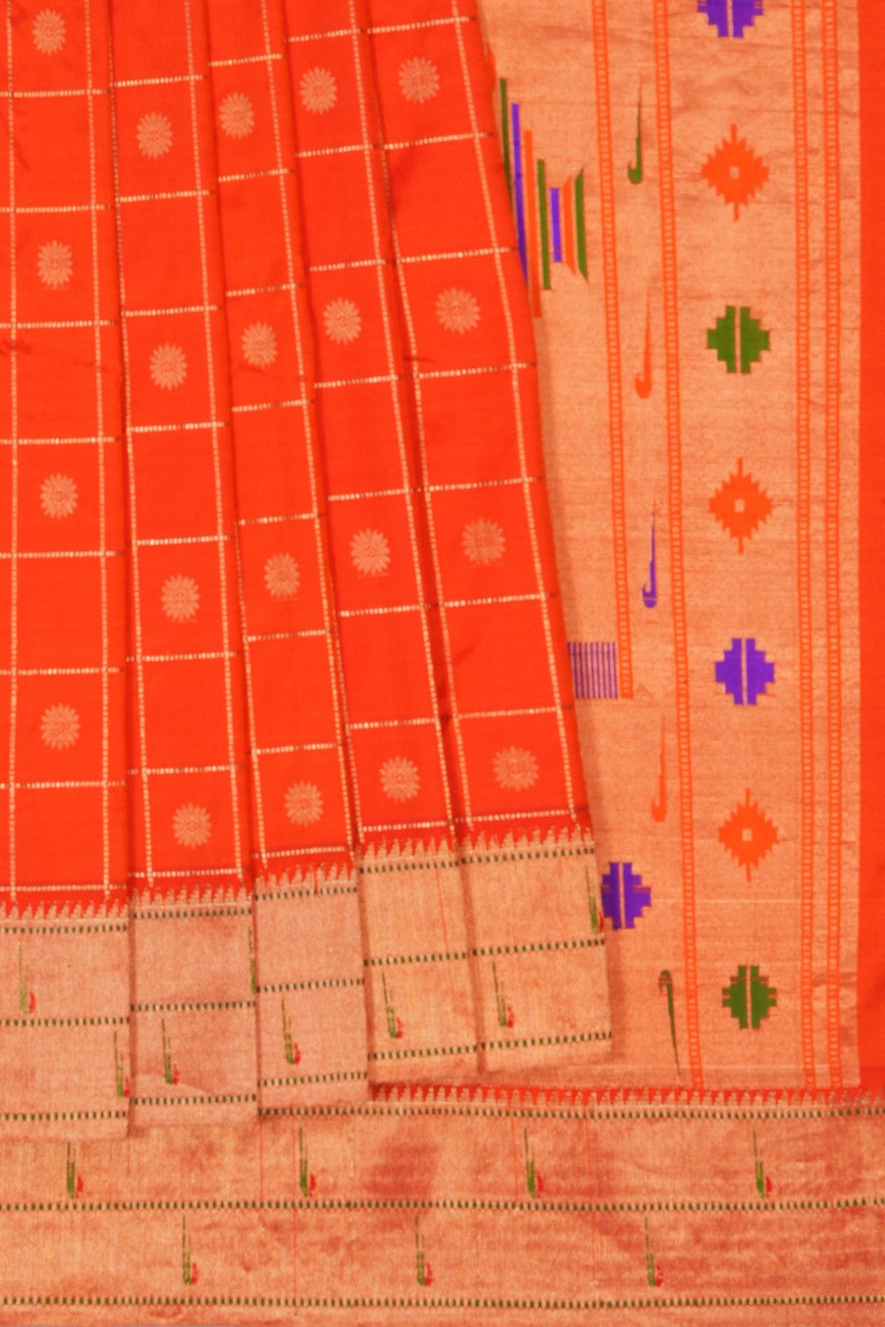 Image of Orange Paithani Silk Saree