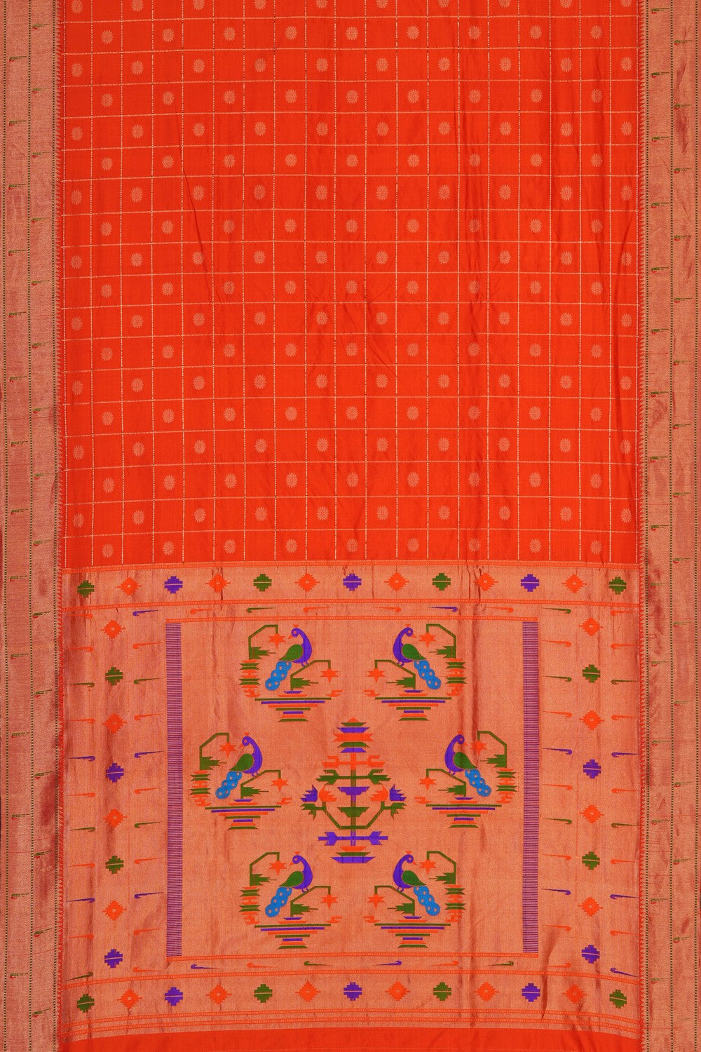 Image of Orange Paithani Silk Saree