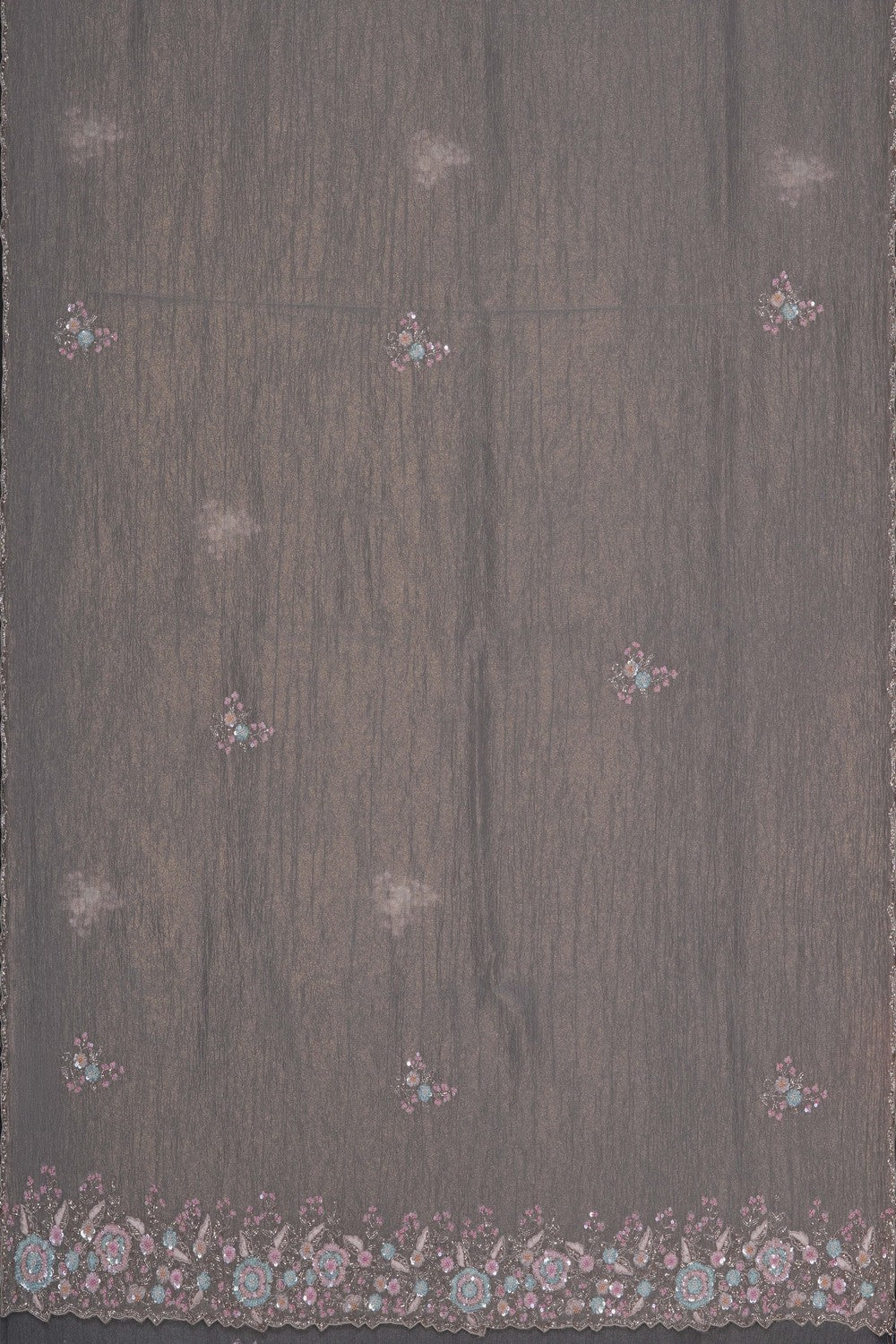 Image of Silver Shimmering Tissue Silk Saree