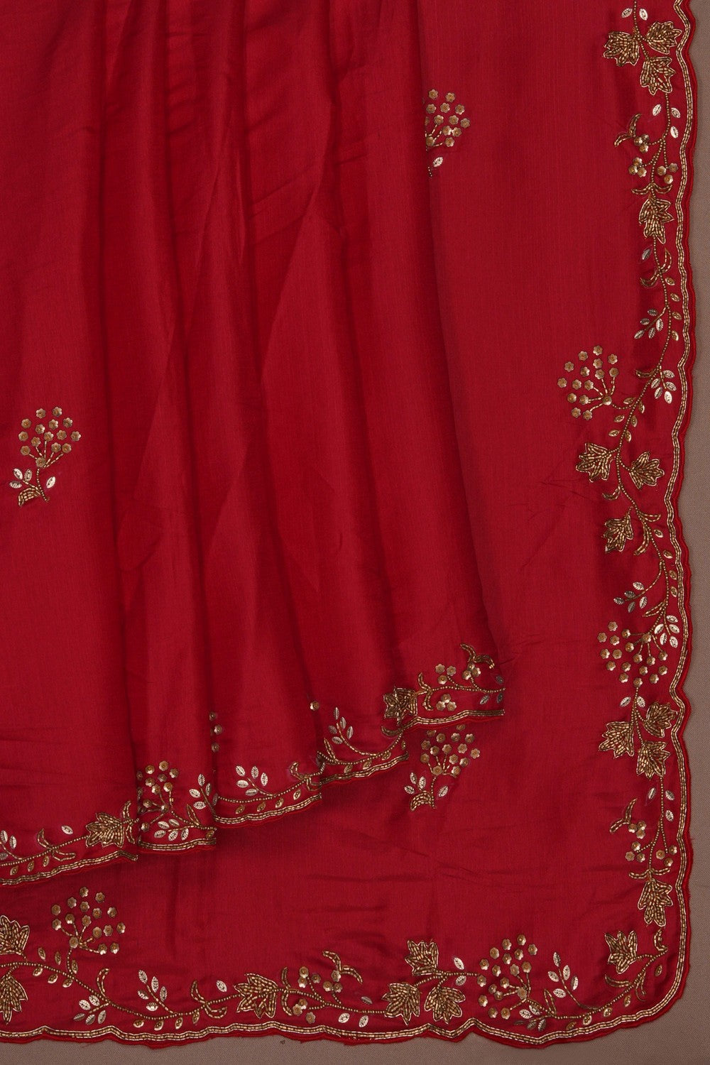 Image of A Red Embroidered Saree