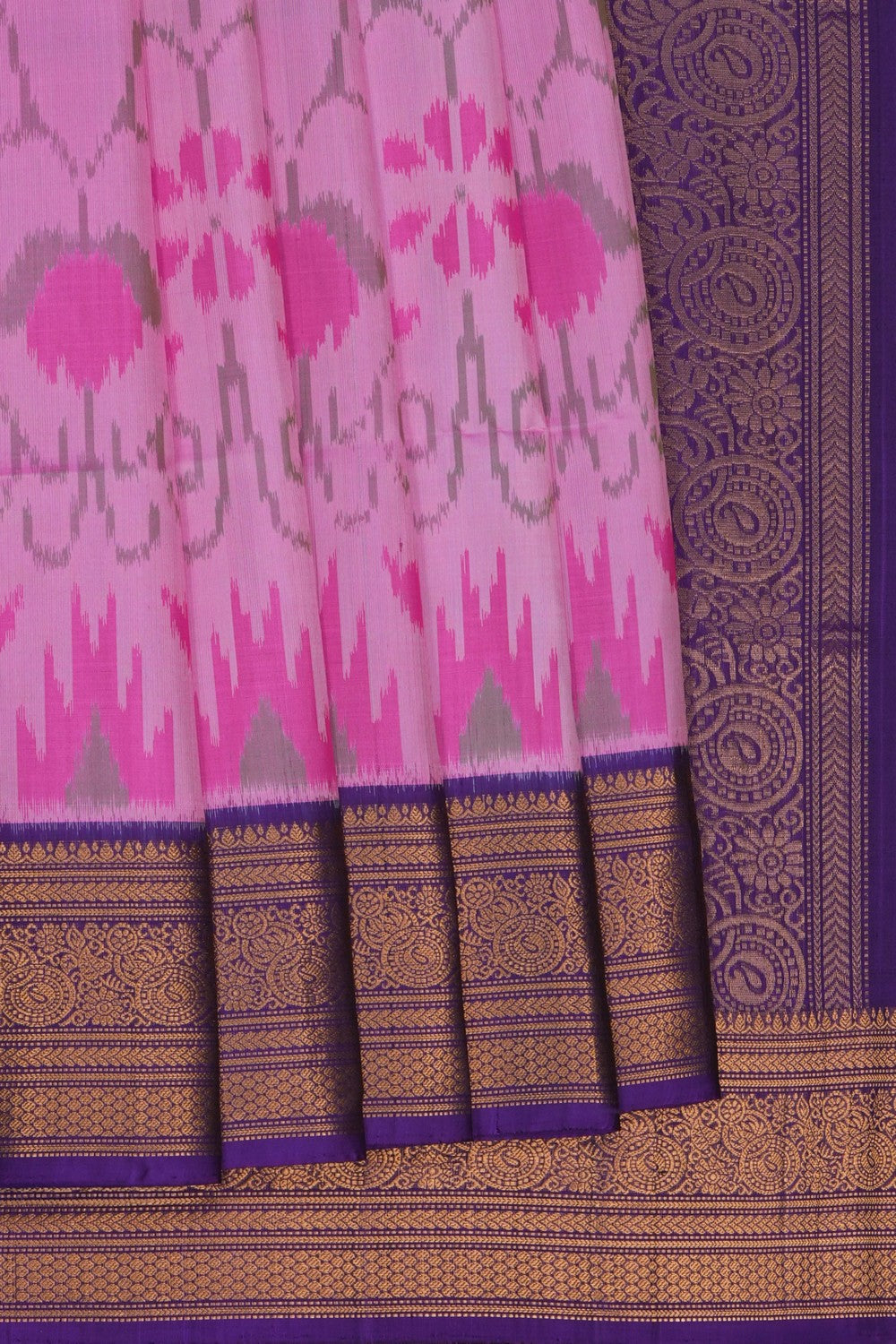 Image of South Silk Ikat Fusion Saree