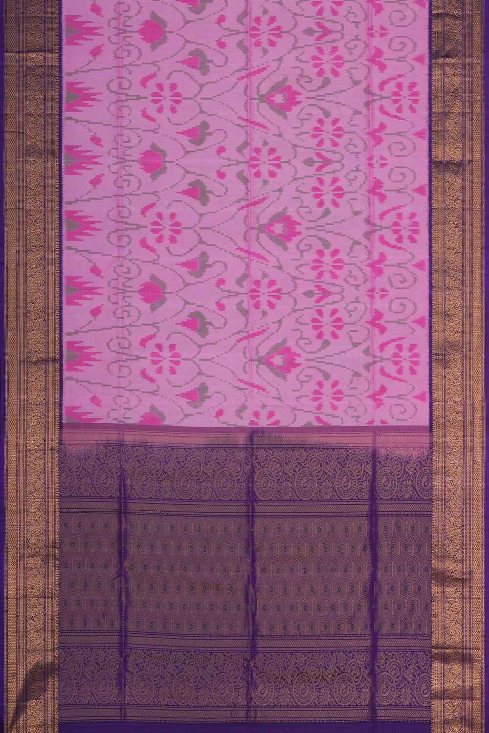 Image of South Silk Ikat Fusion Saree