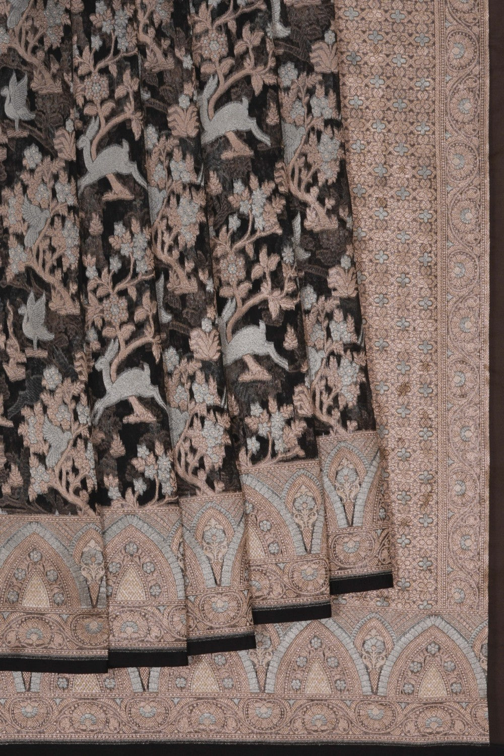 Image of Black Kora Brocade Saree
