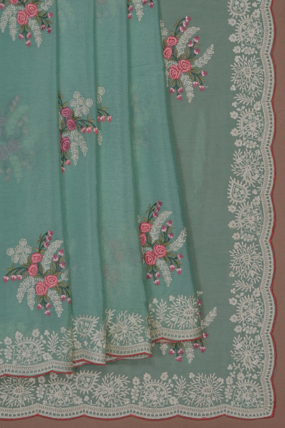 Image of A Beautiful Embroidered Crepe Silk Saree