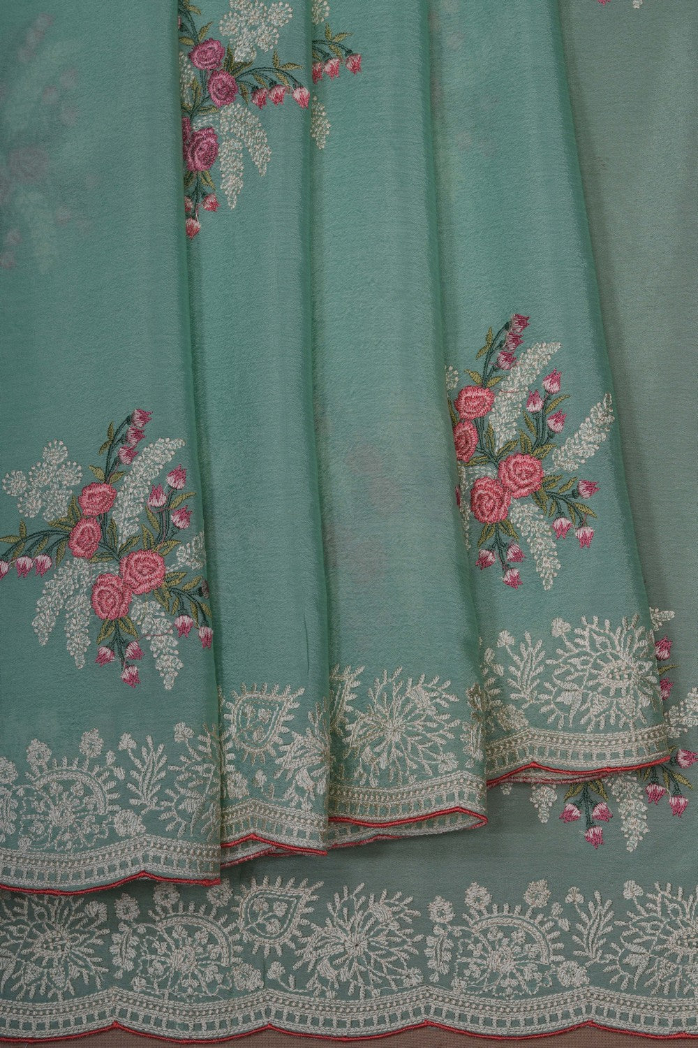 Image of A Beautiful Embroidered Crepe Silk Saree