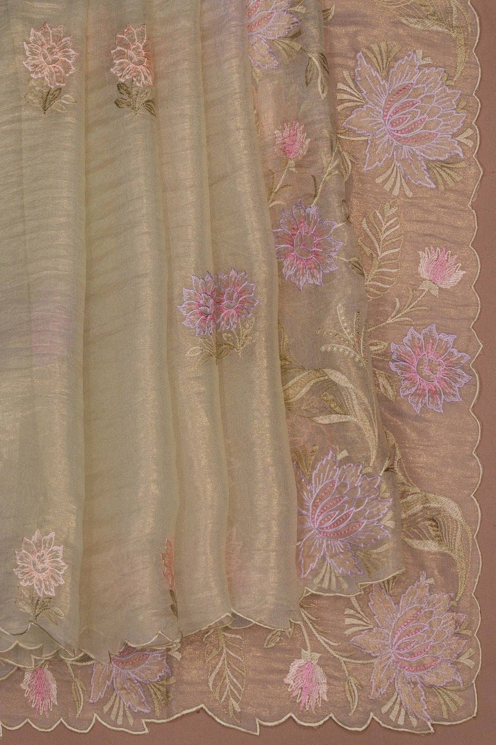 Image of Blue Shimmering Tissue Silk Saree