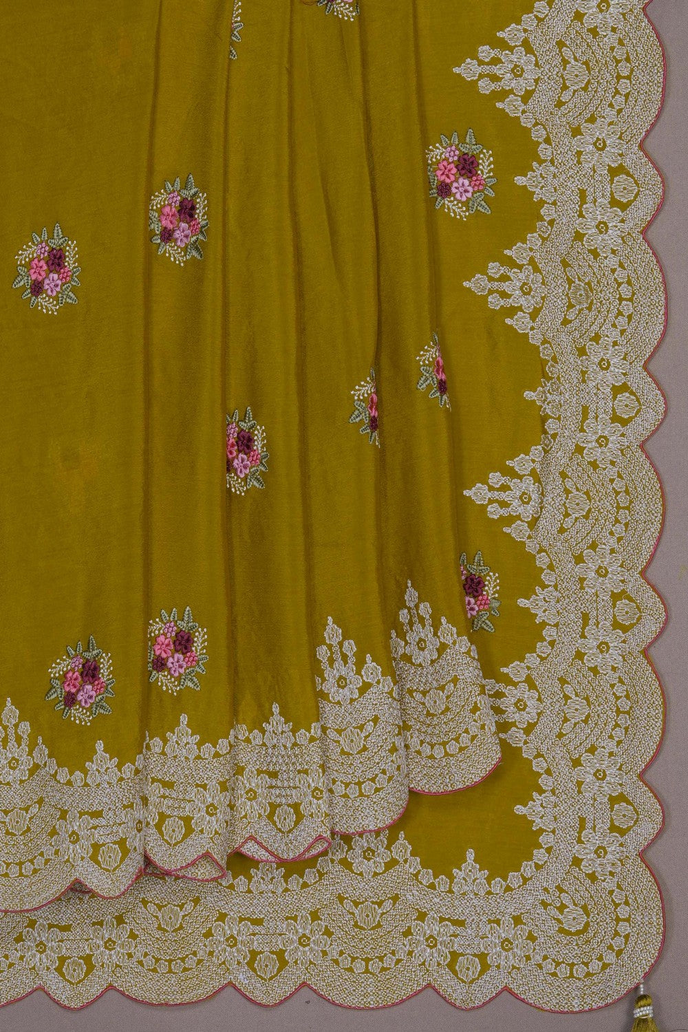 Image of A Beautiful Embroidered Crepe Silk Saree