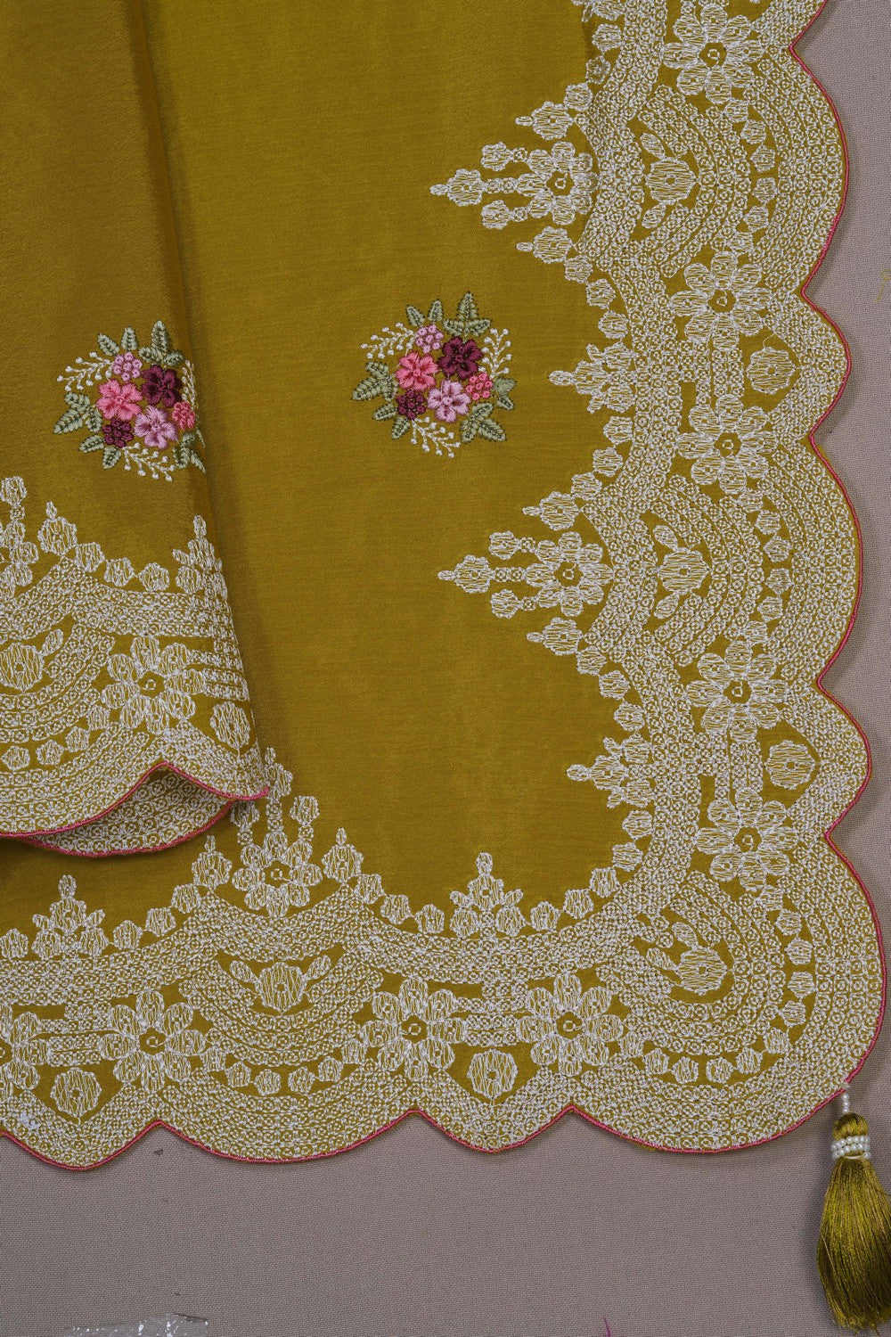 Image of A Beautiful Embroidered Crepe Silk Saree