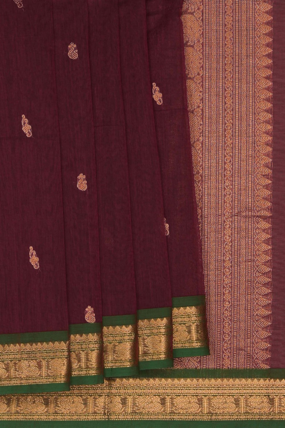Image of South Cotton Maroon Saree