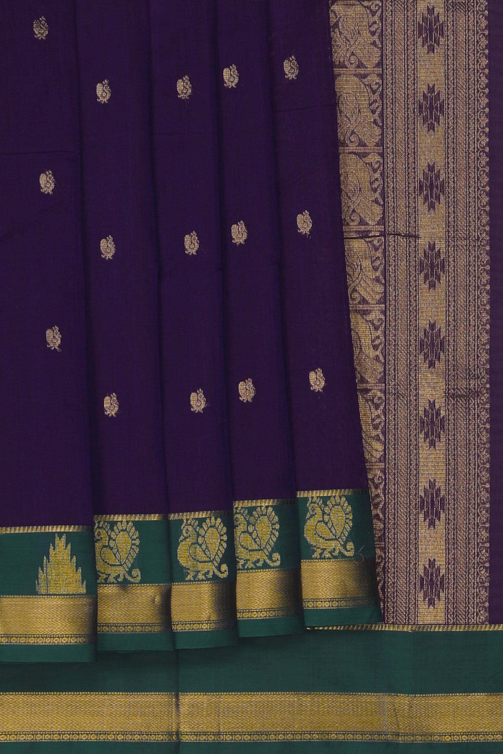 Image of South Cotton Purple Saree