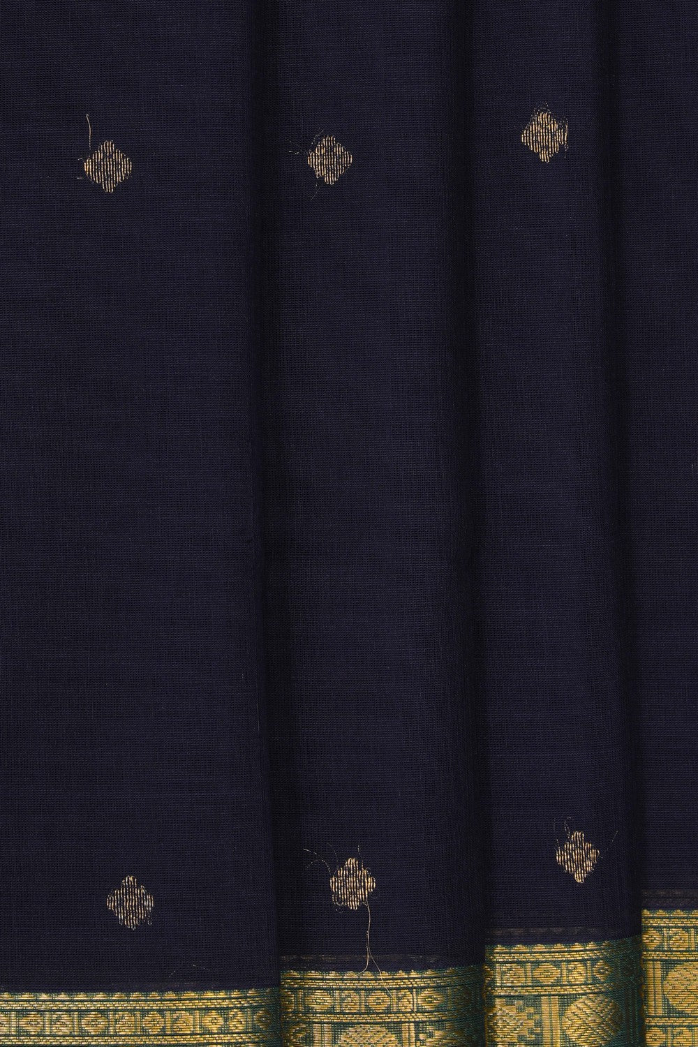 Image of South Cotton Navy Blue Saree