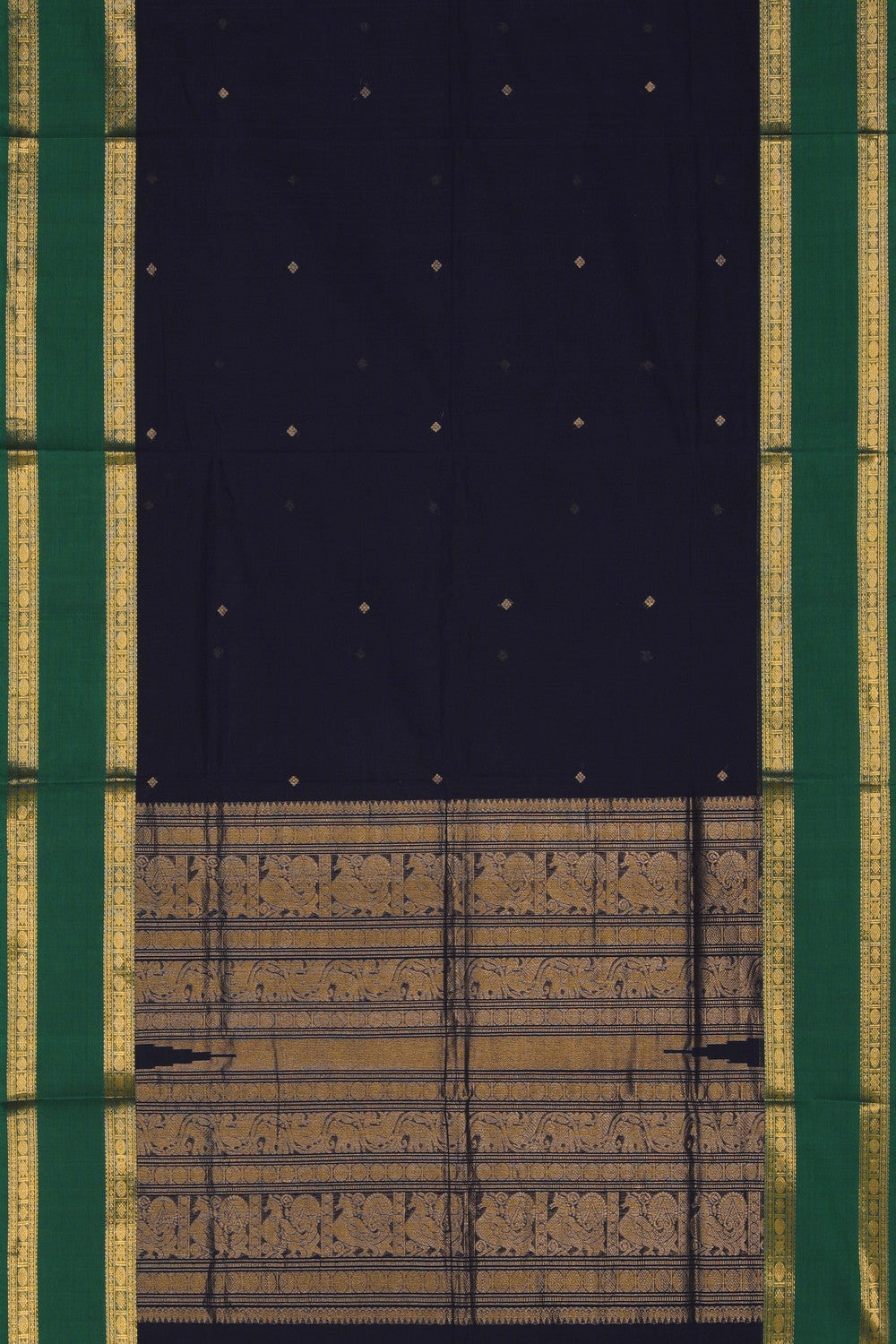 Image of South Cotton Navy Blue Saree