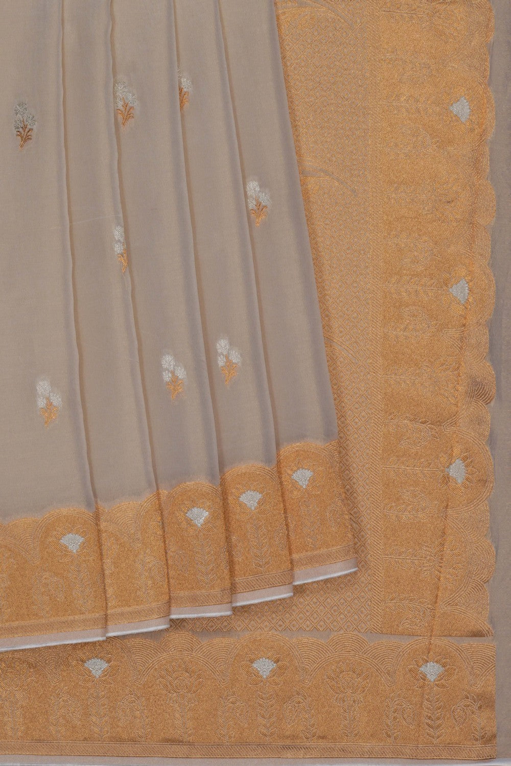Image of Off-White Tissue Silk Saree