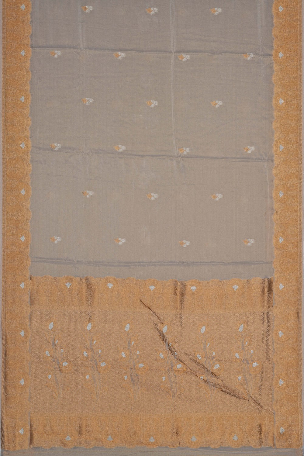 Image of Off-White Tissue Silk Saree