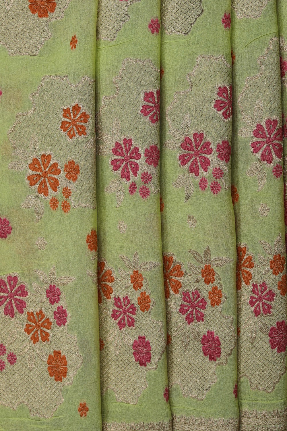Image of Spring Green Georgette Saree