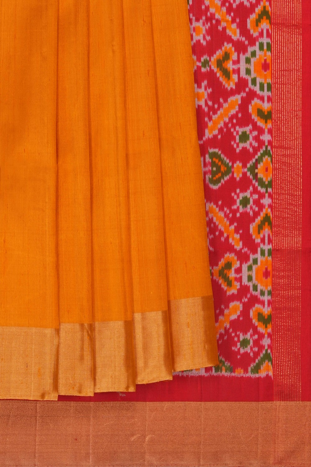 Image of Mustard Dupion Silk Saree