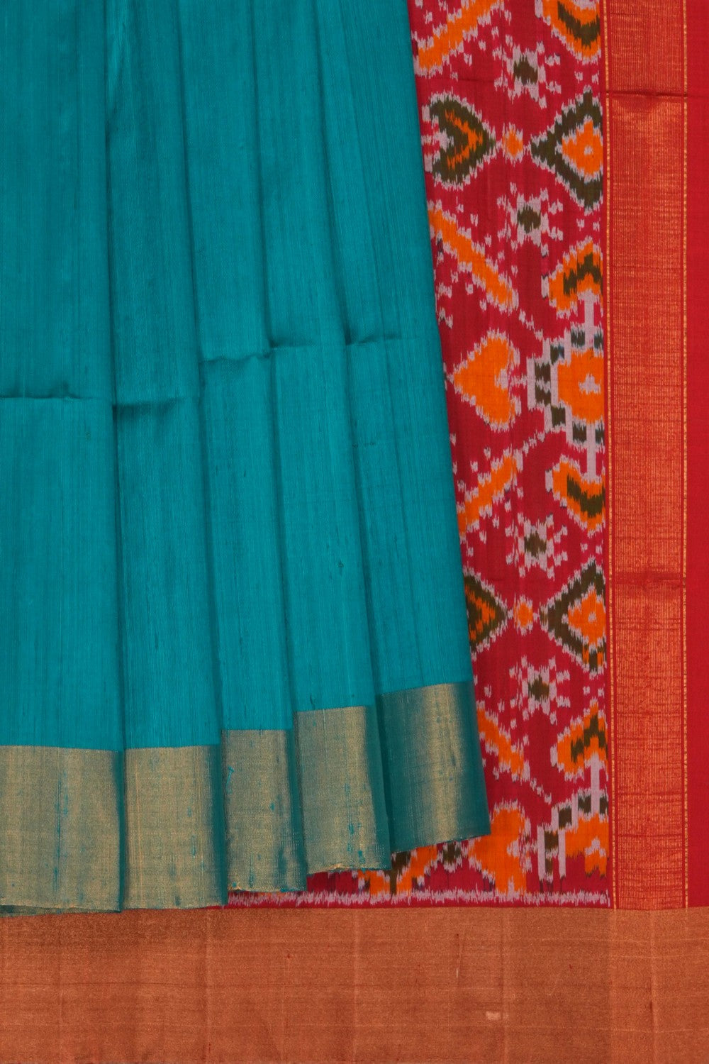 Image of Teal Blue Dupion Silk Saree