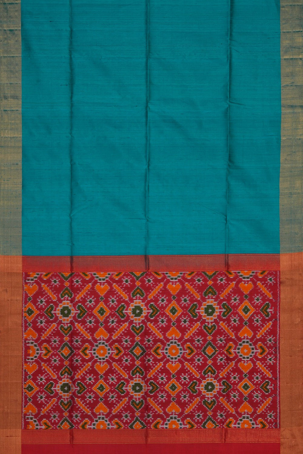 Image of Teal Blue Dupion Silk Saree