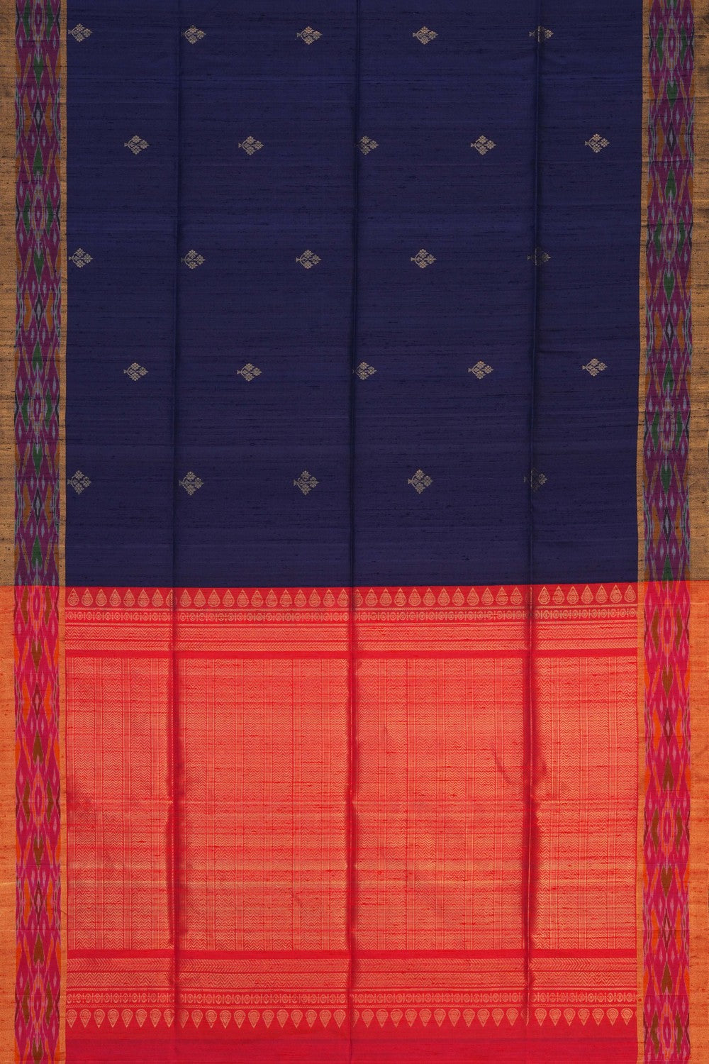 Image of Navy Blue Dupion Silk Saree