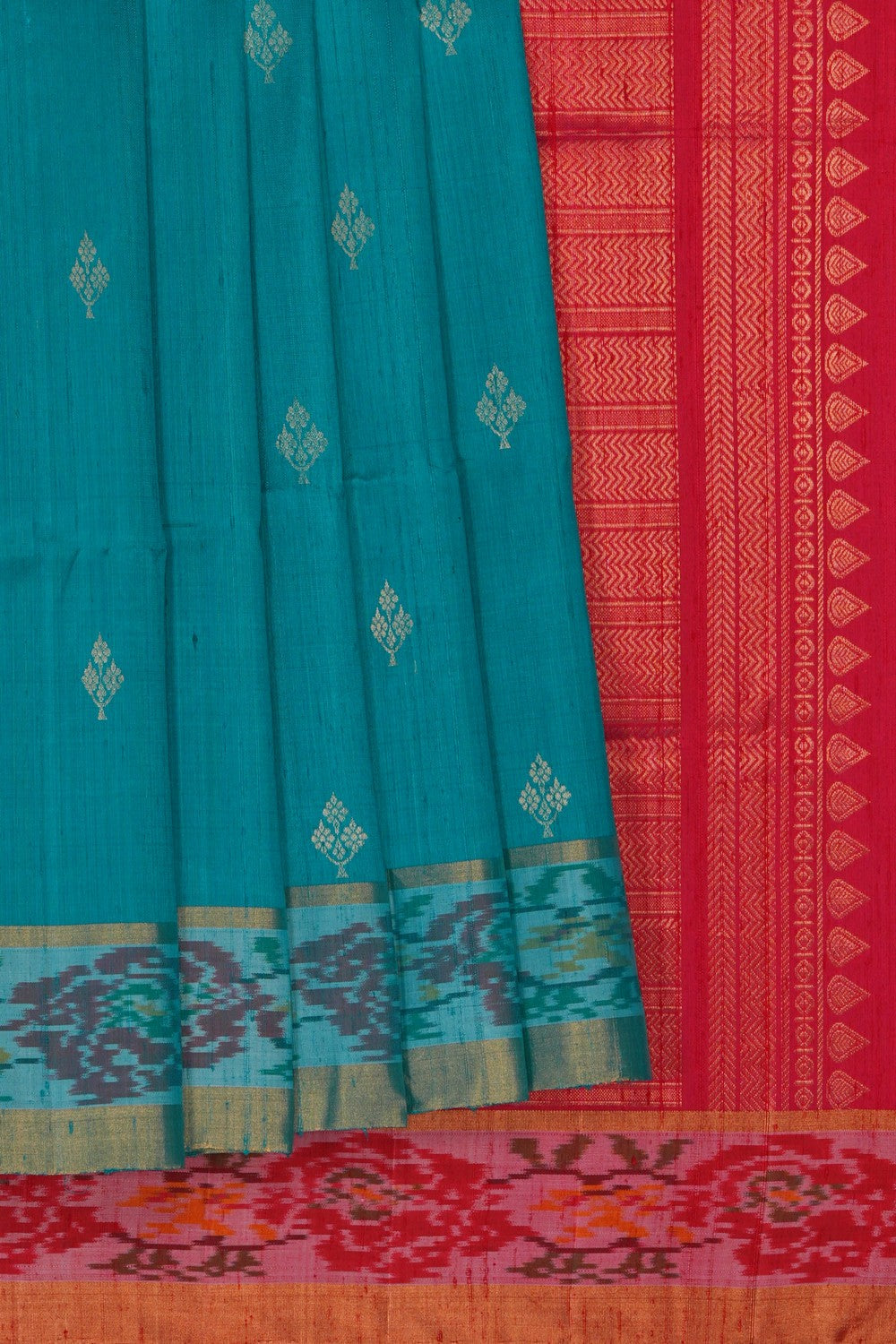 Image of Teal Blue Dupion Silk Saree