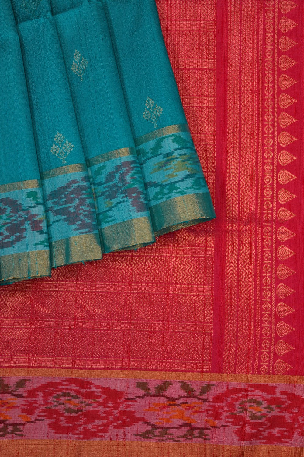 Image of Teal Blue Dupion Silk Saree