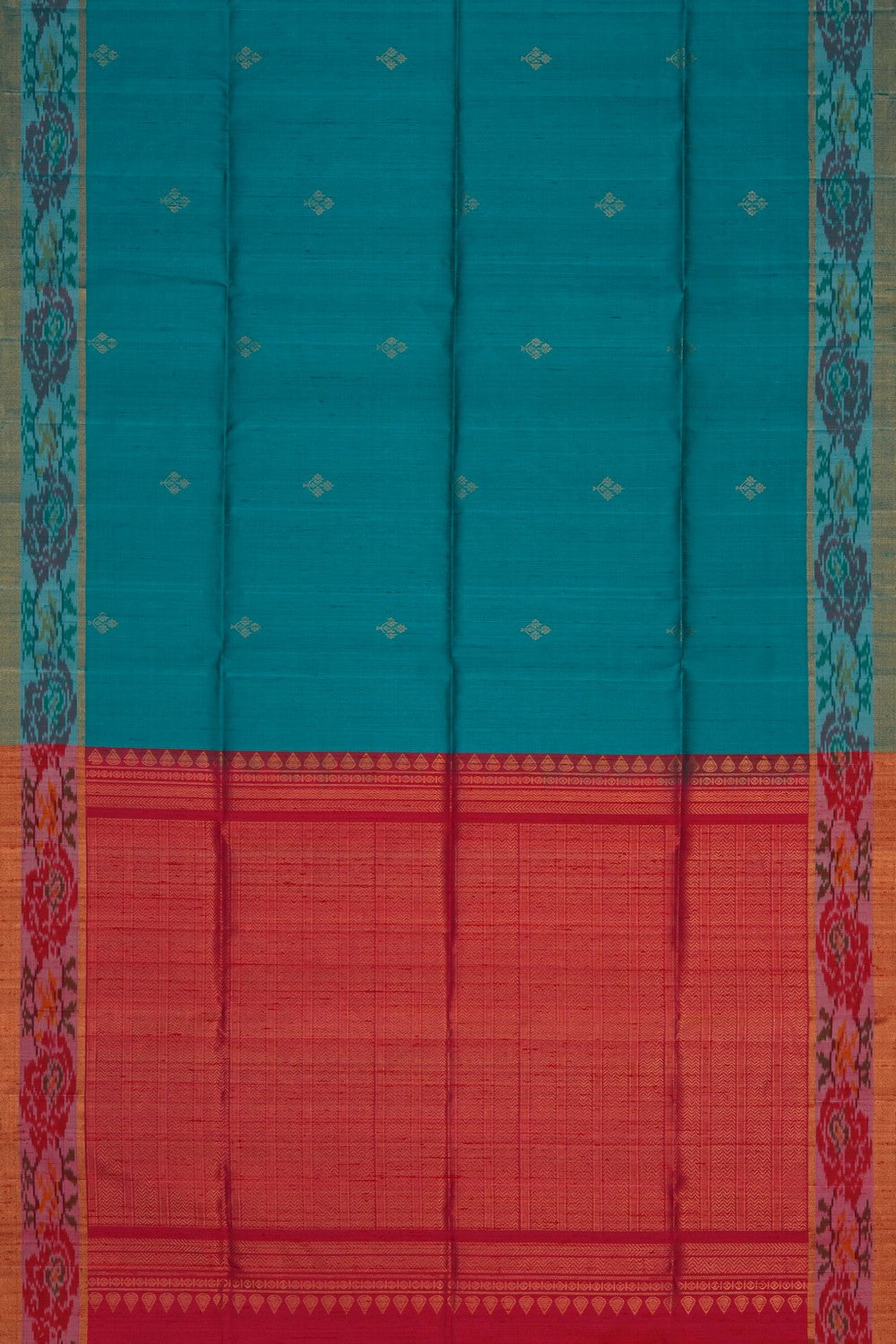 Image of Teal Blue Dupion Silk Saree