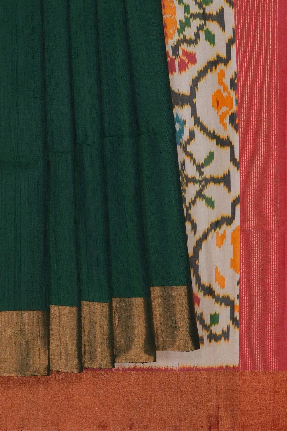 Image of Green Dupion Silk Saree
