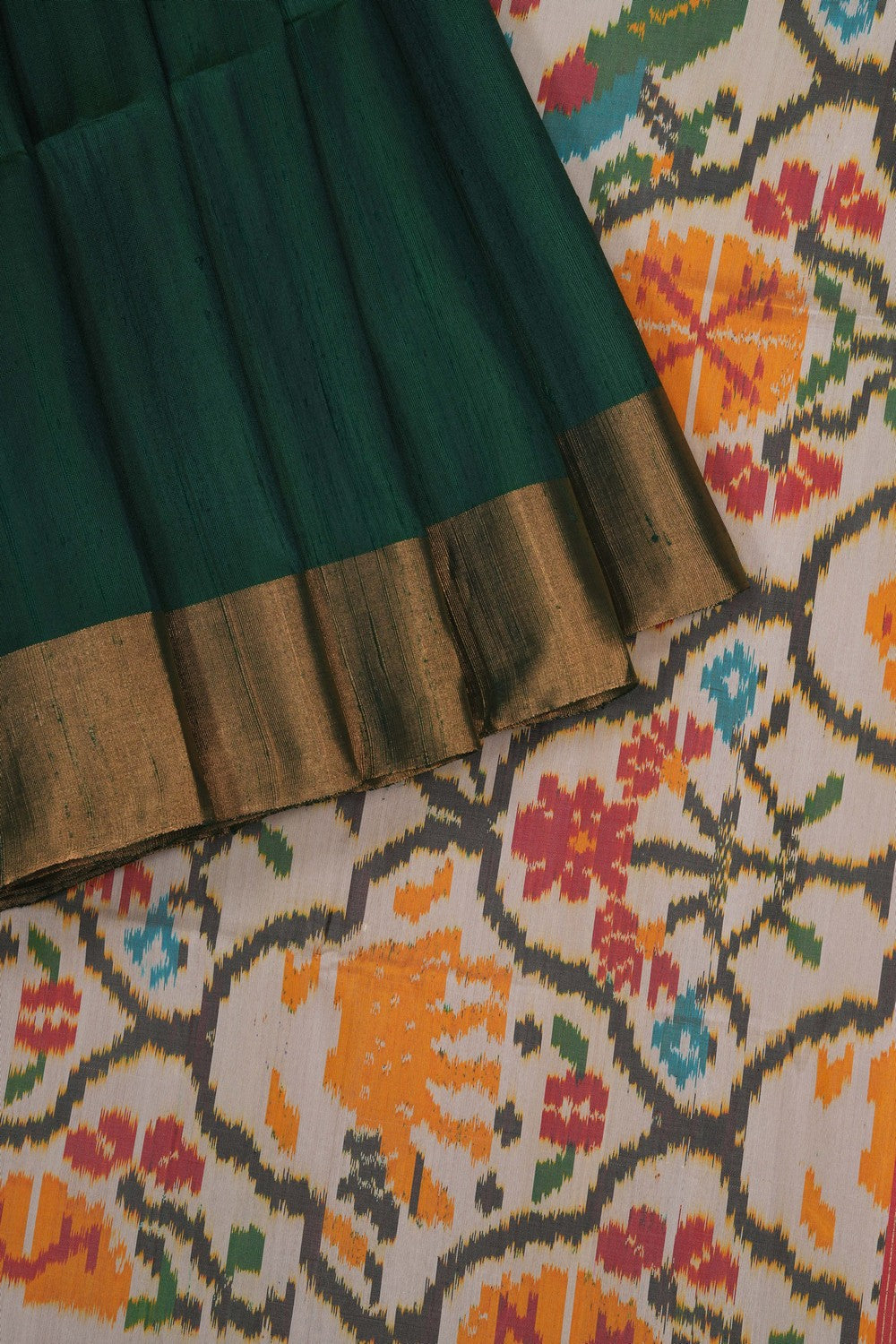 Image of Green Dupion Silk Saree