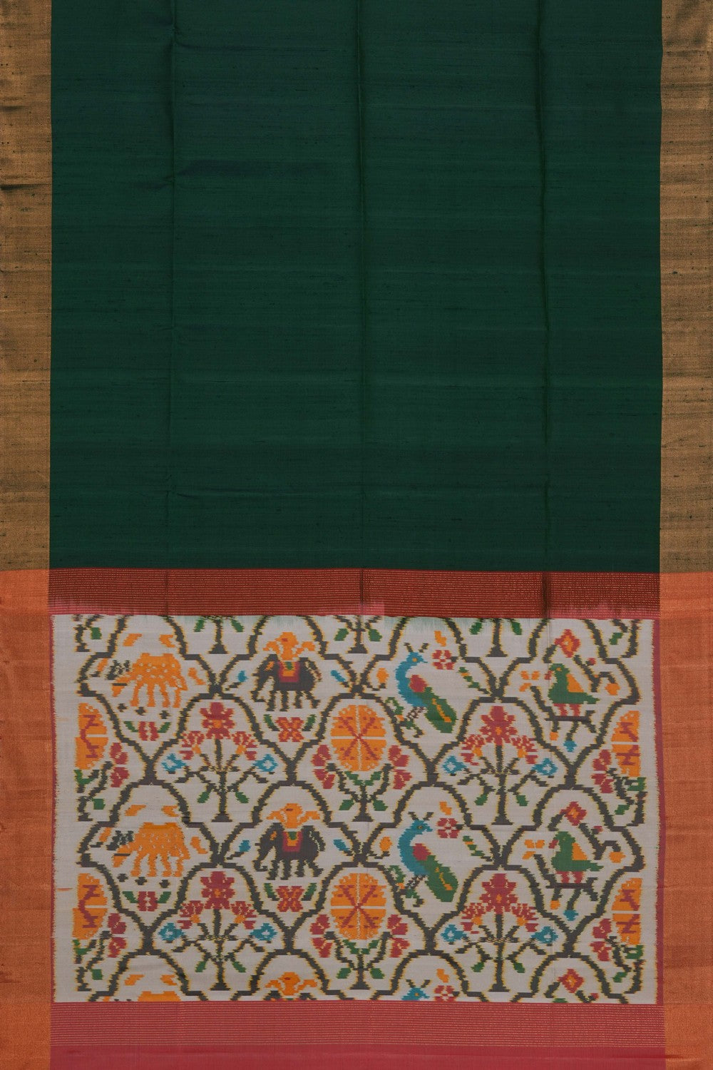 Image of Green Dupion Silk Saree