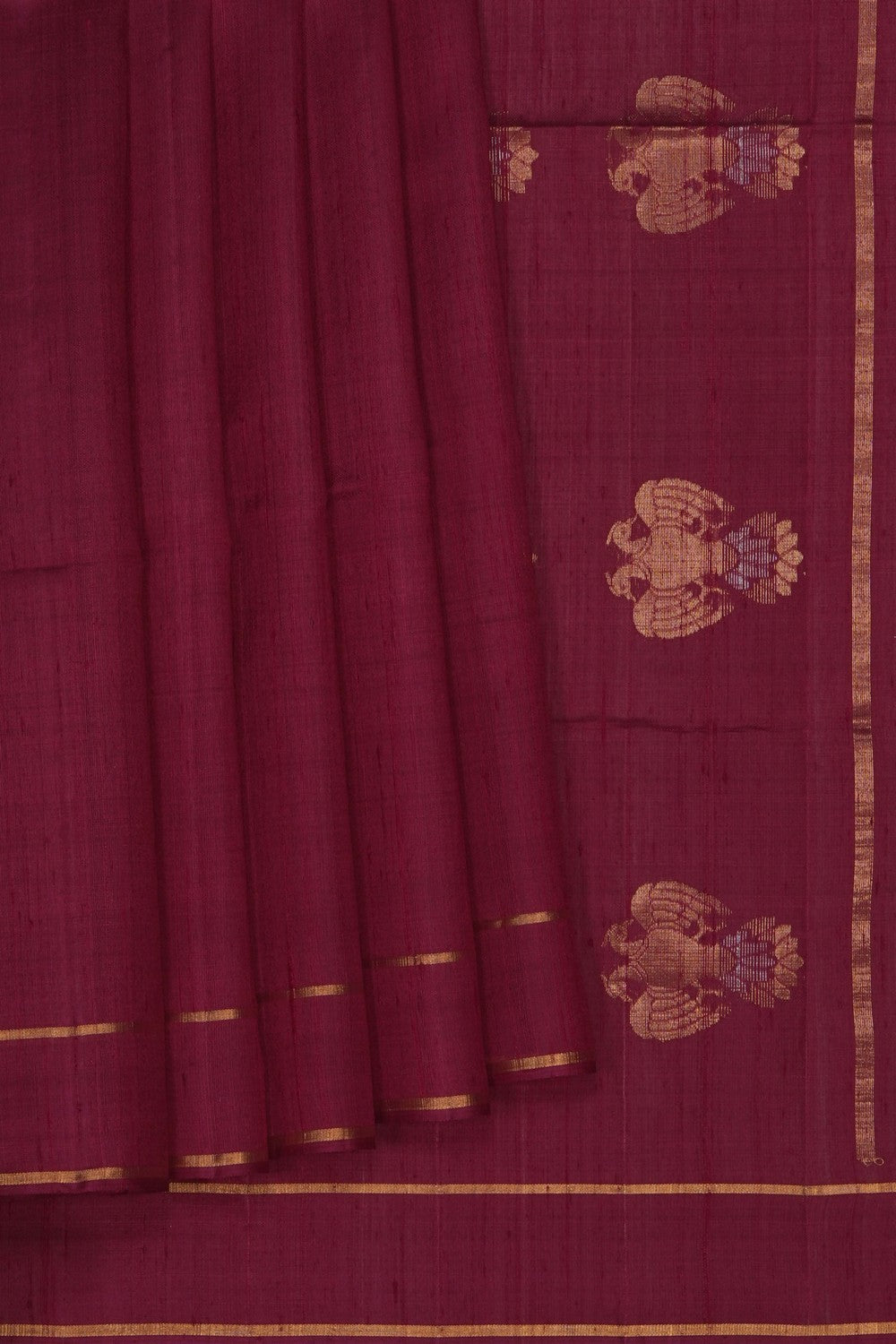 Image of Maroon Desi Tussar Silk Saree