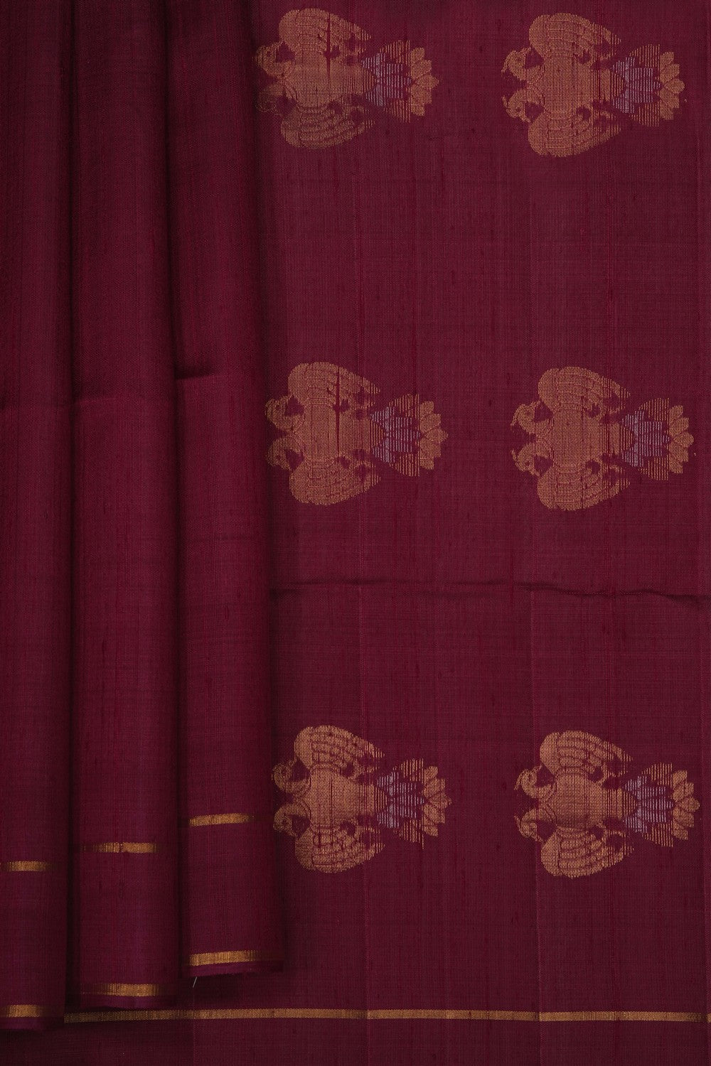 Image of Maroon Desi Tussar Silk Saree