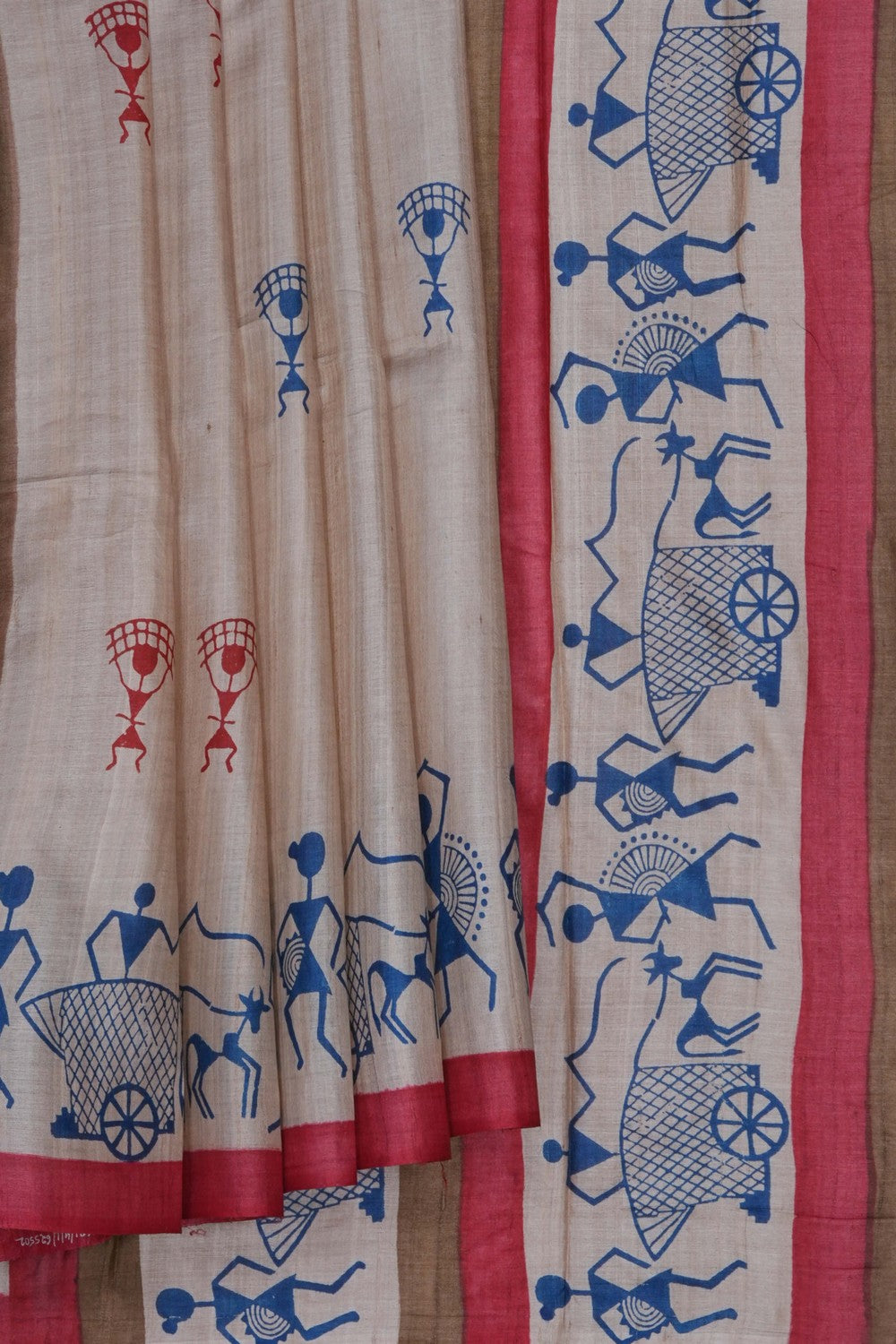 Image of Off-White Desi Tussar Silk Saree