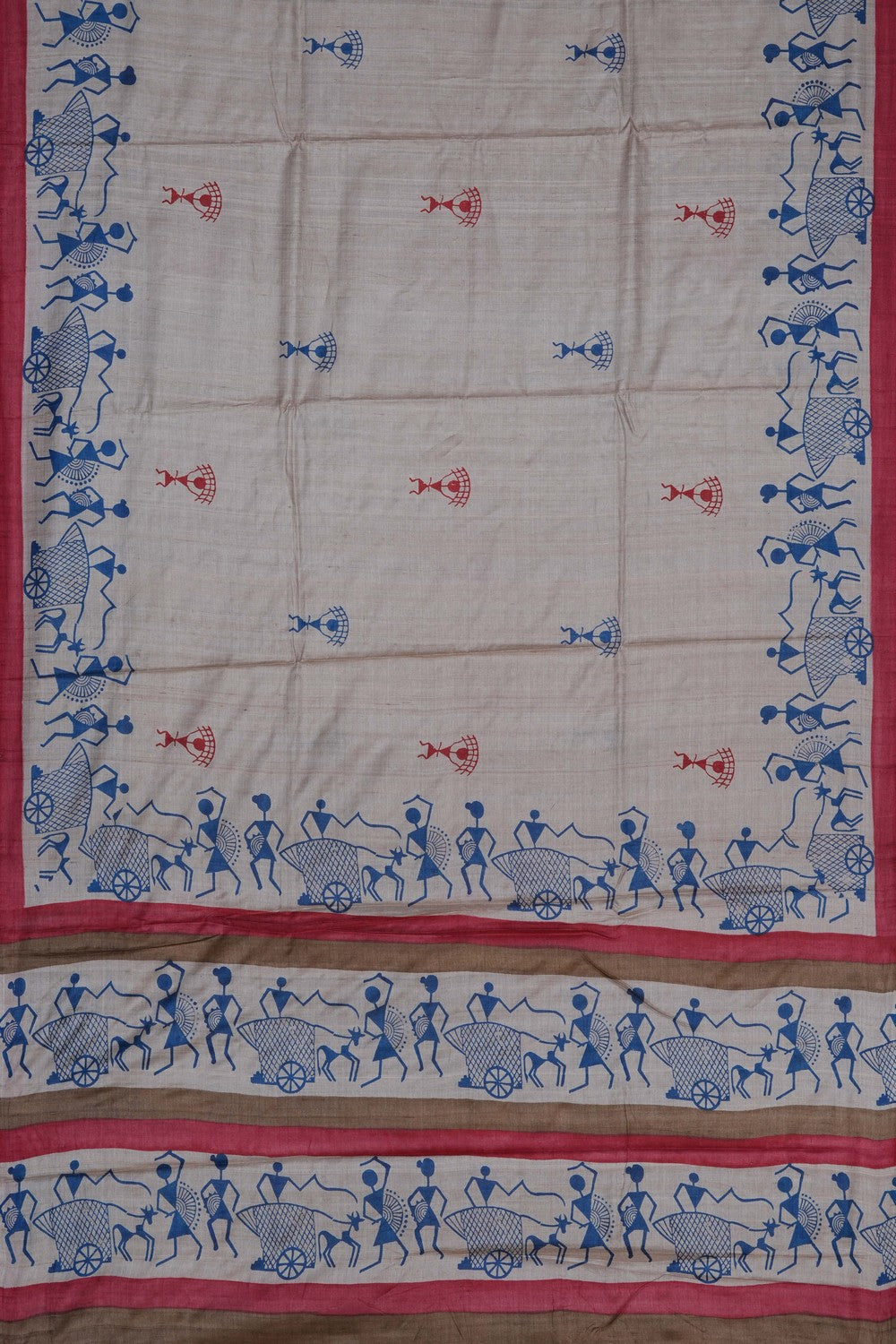 Image of Off-White Desi Tussar Silk Saree