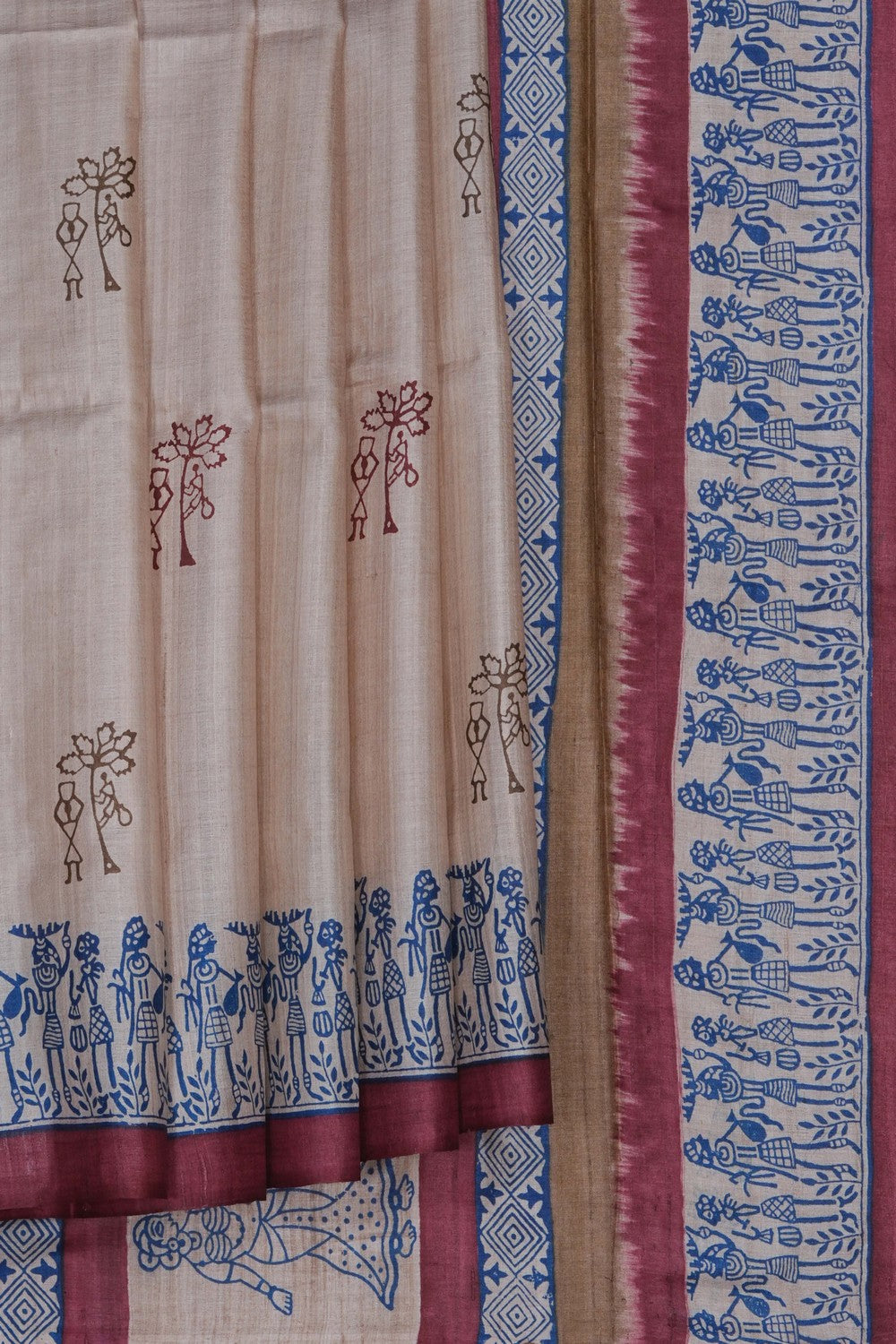Image of Off-White Desi Tussar Silk Saree