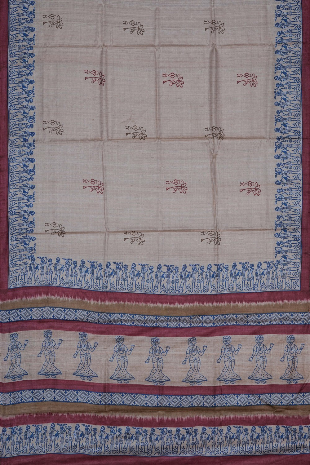 Image of Off-White Desi Tussar Silk Saree
