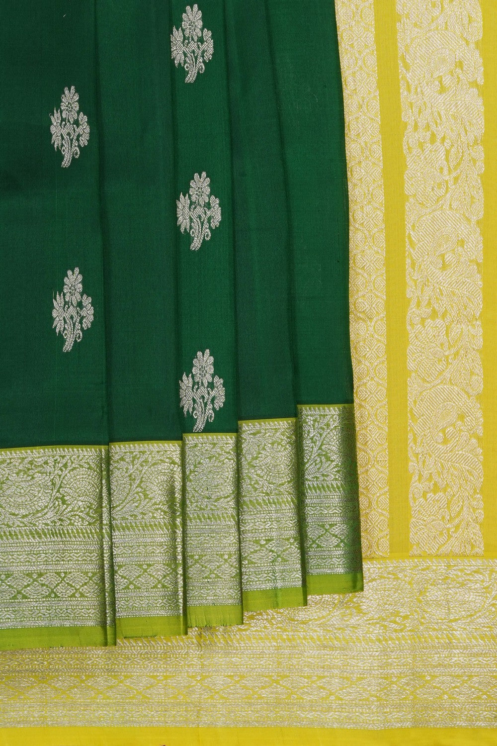Image of Bottle Green Venkatagiri Silk Saree