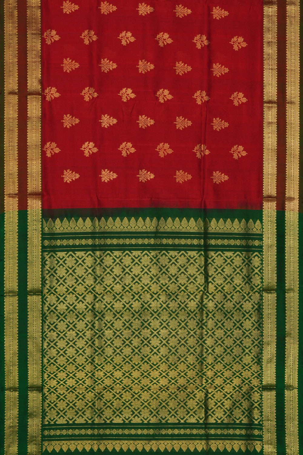 Image of Red Venkatagiri Silk Saree