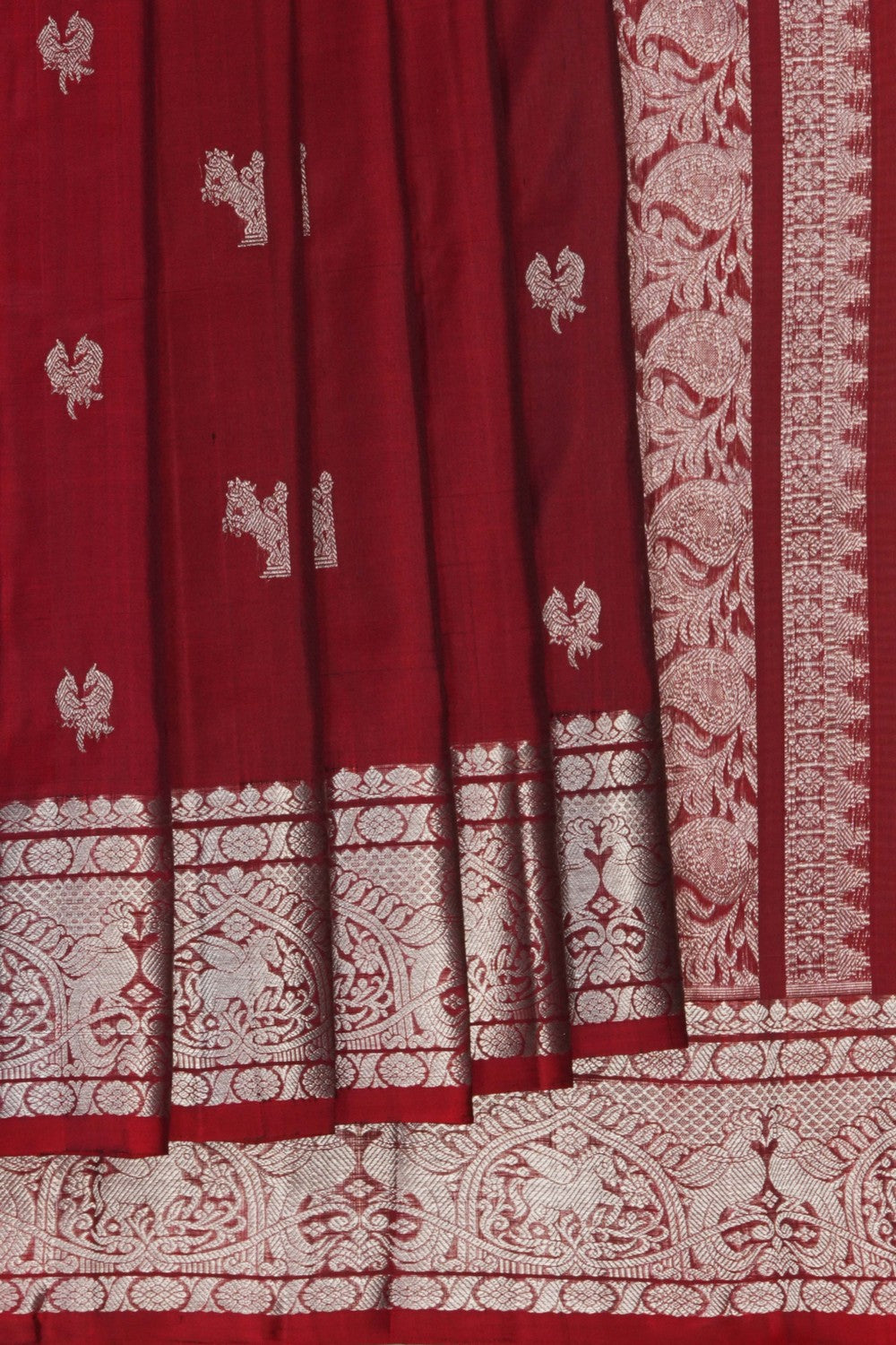 Image of Maroon Venkatagiri Silk Saree