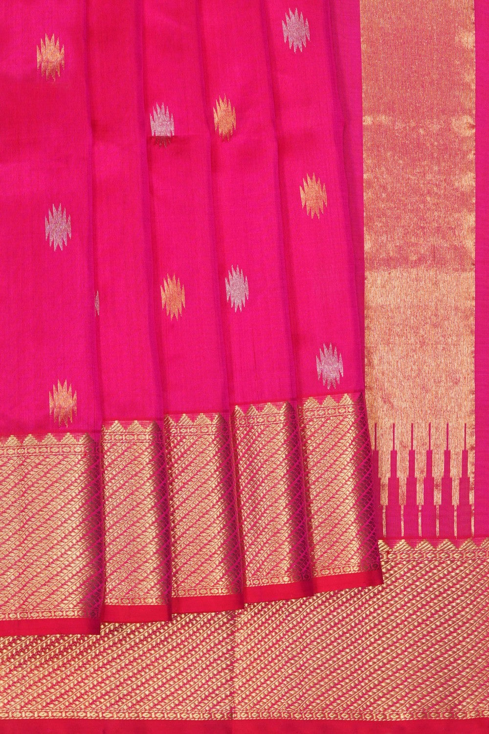 Image of Fuchsia-Pink Venkatagiri Silk Saree