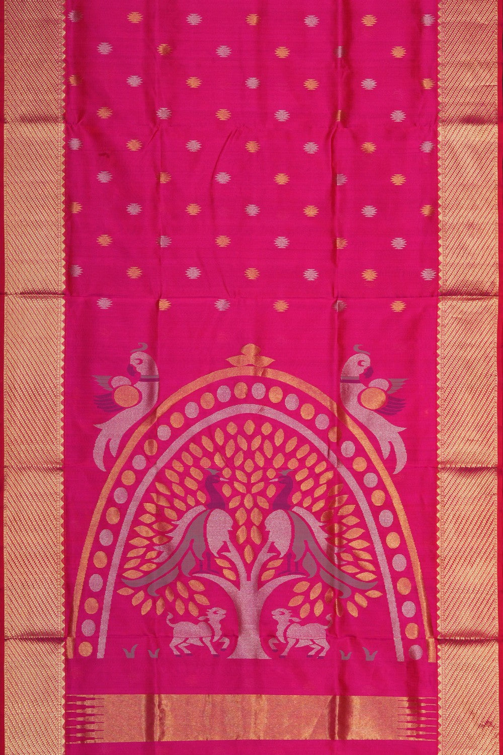 Image of Fuchsia-Pink Venkatagiri Silk Saree